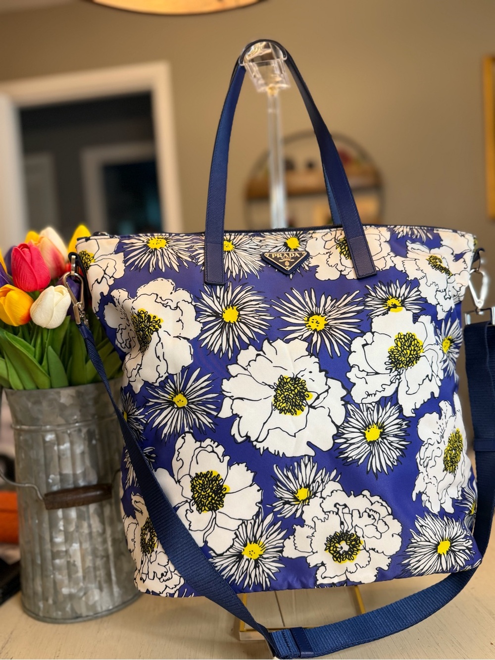 *COA* Prada Tessuto Stampato Floral Print Tote